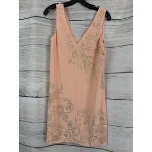 NWT Trina Turk Pink Sleeveless Embellished V-Neck Dress Size S
